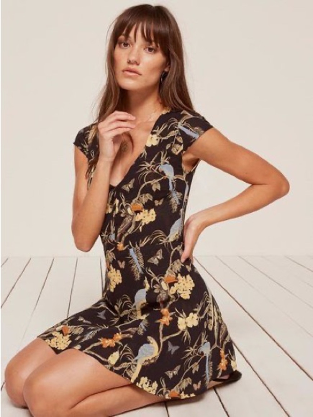 Reformation Açaí Acai Tropical Bird Print Mini Dress Size 4